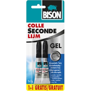 Secondelijm Bison, tube van 3 g, blister van 2 stuks(1+1 gratis)
