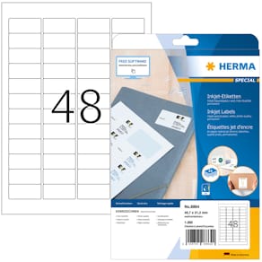 Etiketten HERMA Inkjet, 45,7x21,2 mm, weiß, 25 Blatt, 1200 Stück