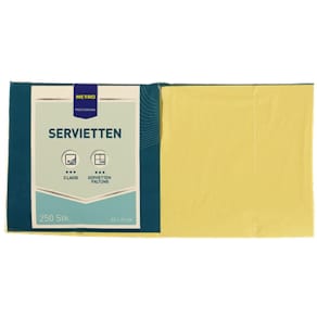 Servietten METRO PROFESSIONAL 1/4 Falz, 33x33 cm, gelb, 250 Stück