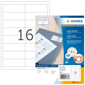 Inkjetetiketten HERMA, 97x33,8 mm, weiß, 80 Blatt (1280 Stück)