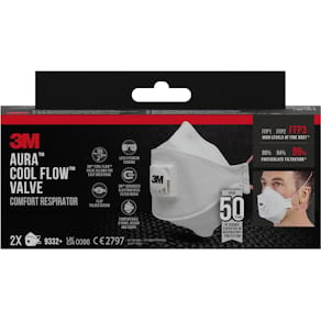 Stofmasker 3M Aura Comfort Cool Flow, FFP3, met ventiel, 2 stuks