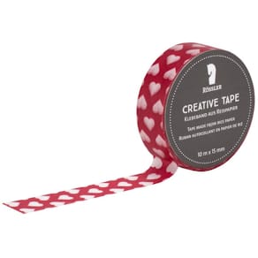 Klebefilm Rössler Creative Tape, Herzen, rot, 15 mm x 10 m