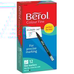 Fiberpenna BEROL Fine svart 12/fp