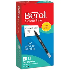 Fiberpenna BEROL Fine svart 12/fp