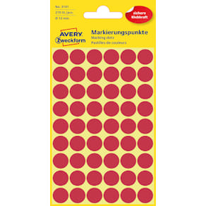 Färgkodningsprick AVERY Ø12mm röd 270/fp