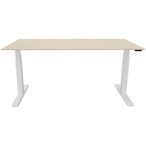 Schreibtisch Q-CONNECT elektr. höhenverstellbar, Eiche/weiß