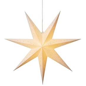 Pappersstjärna 78cm vit broderat mönster