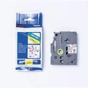 Etikettape Brother TZe 12 mm sort/hvid, hjerter, lamineret 4 m