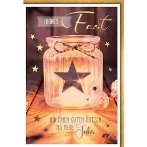 Weihnachtskarte Noname, Doppeltext, 11,5 x 17 cm, geprägt, bunt, 