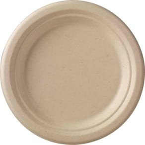 Middagstallerken biobaseret bagasse Ø18 cm, brun, 50 stk