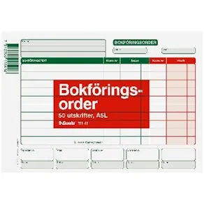 Bokföringsorder A5 Liggande utan kopia, 50 blad, 10st