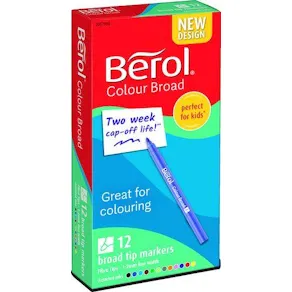 Fiberpenna BEROL Colourbroad, 12 färger/etui