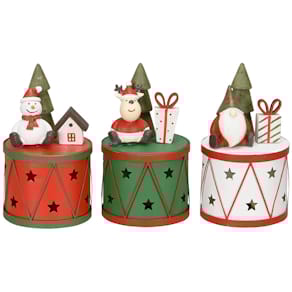 Weihnachtsdeko Trommel, LED, bunt, sortiert