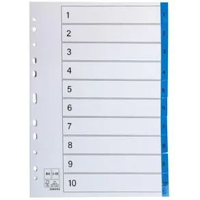 Register plastflik 1-10 blå 10/fp