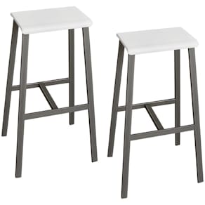 Barhocker HAMMERBACHER, 2er Set, weiß/stahl