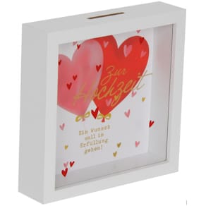 Spardose EigenArt, Glasfront, weiß, 16x16x10 cm, Hochzeit