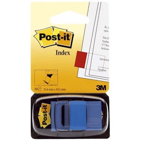 Indexfaner Post-it 25 x 43 mm blå, 50 stk
