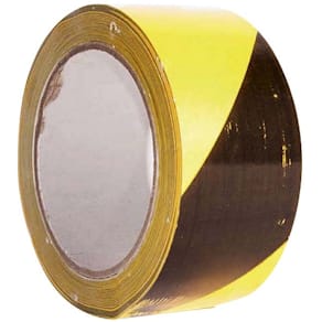 Markeringstape PVC sort/gul 500 mm x 66 m, kerne 76 mm, 6 ruller