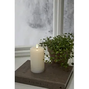 Blockljus STAR T LED Flamme 15cm vit
