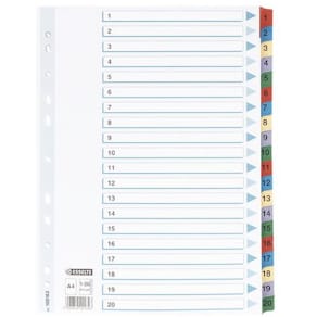 Register ESSELTE Mylar A4 1-20 multifärgat