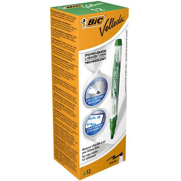 Whiteboardpenn BIC Velleda pocket grønn 12st