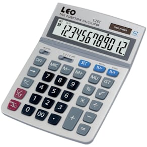 Tischrechner LEO, silber, 12-stellig, Solar- und Batteriebetrieb