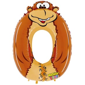 Folienballon GRABO Zahl 0 Gorilla, bunt, 102 cm