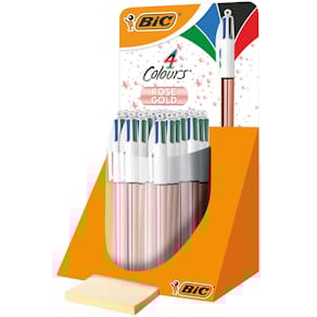 Balpen BIC 4 Colours Rose Gold, medium, klassieke kleuren, 20 st.