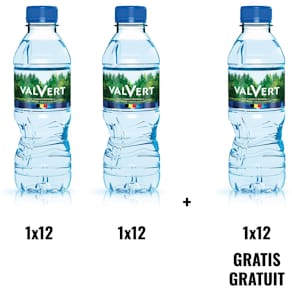 Mineraalwater Valvert, ACTIE: 2 + 1 GRATIS, fles van 33 cl, pak