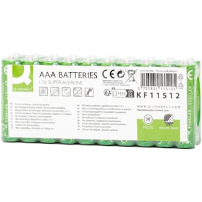 Batterien Q-CONNECT, AAA/LR03, 20 St., Nordic Swan, grün