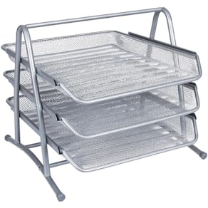 Brievenbakje Q-CONNECT, 3 stuks, mesh metaal, A4, zilver
