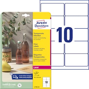 Laseretikett Avery Zweckform, 96 x 50,8, kristallklar