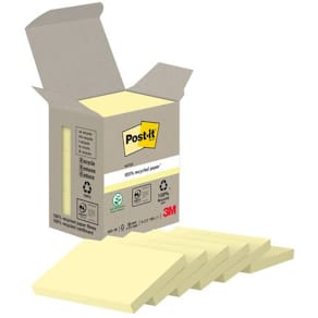 Notes POST-IT 100% recy 38x51mm gul 6/fp
