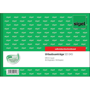 Formularbuch Sigel Urlaubsantrag, A5 quer, 2x40 Blatt
