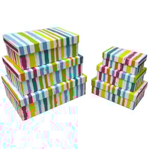 Geschenkkarton PBS Streifen, bunt, 6 Größen (rechteckig)