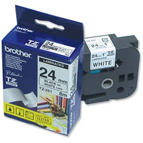 Tape Brother TZe 251 24mm svart på vit