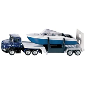 Modellfahrzeug siku Tieflader mit Boot