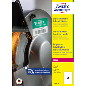 Folienetiketten Avery Zweckform, 210 x 148 mm, weiß