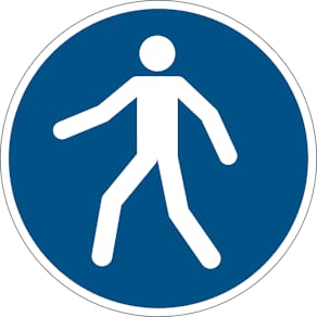 Advarselsklistermærke Durable Tilladt for gående, blå 430x430 mm