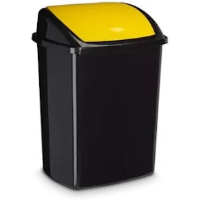 Abfalltrenner CEP mit Schwingdeckel, 50 l, gelb/schwarz