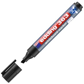 Whiteboardpenna EDDING 363 Svart, torksäker, sned, 10st