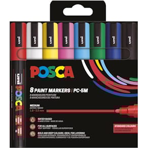 Paintmarker Uni POSCA PC-5M, 1,8-2,5 mm, etui van 8 stuks