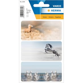 Schuletiketten HERMA Pferde, bunt, 18 Stück