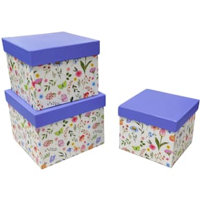 Geschenkkarton PBS Wiesenblum, weiß/flieder, 3 Größen