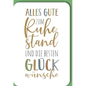 Ruhestandskarte, geprägt, mit Umschlag, bunt