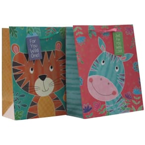 Geschenktragetasche PBS, Kindermotiv Zebra & Löwe, bunt sortiert