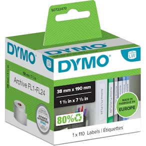 Etiketten Dymo LabelWriter, 190 x 38 mm, wit, 110 stuks
