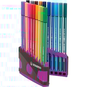 Viltstiften STABILO Pen 68 brush, ColorParade, lila-grijze doos, 