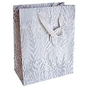 Geschenktragetasche beflockt, weiß