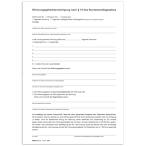 Formular RNK Wohnungsgeberbescheinigung, A4